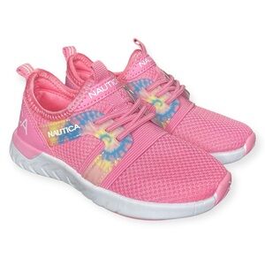 NWOT Nautica (9) Pink Bright Tie-Dye Parks Girls Kids Athletic Slip-On Sneakers